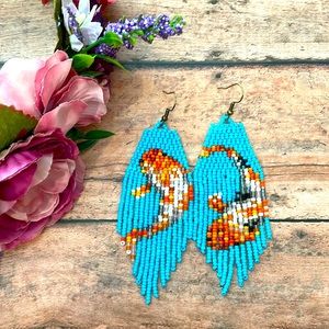 Gold fish Earring in Blue